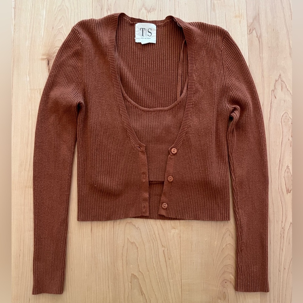 [Twine and String] Cardigan Tank Set Knit